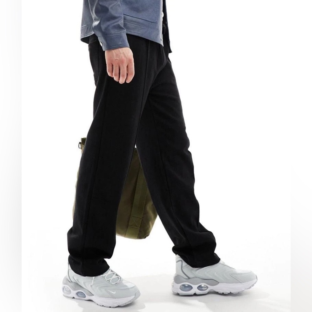 BERSHKA for ASOS wide leg pintuck sweatpants in black size medium